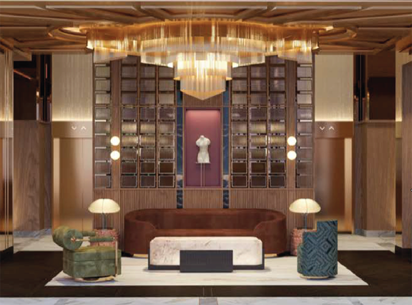 Lounge Lobby Hôtel HONEYROSE Montréal Atelier Zébulon Perron