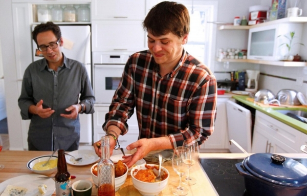 Fran&ccedil;ois Chartier et St&eacute;phane Modat en 2012, lors du lancement du livre de recettes Papilles et Mol&eacute;cules.